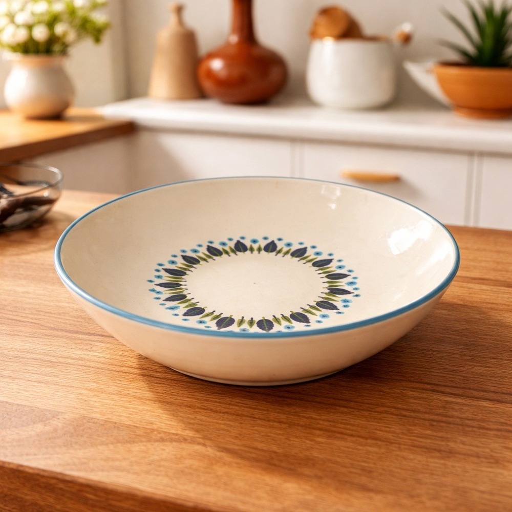 Marcrest Swiss Alpine 1950 Vintage MCM Retro USA Floral‎ Pasta Serving Bowl 10"